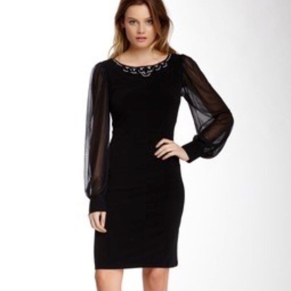 Eliza J Beaded long sleeve Shift Dress